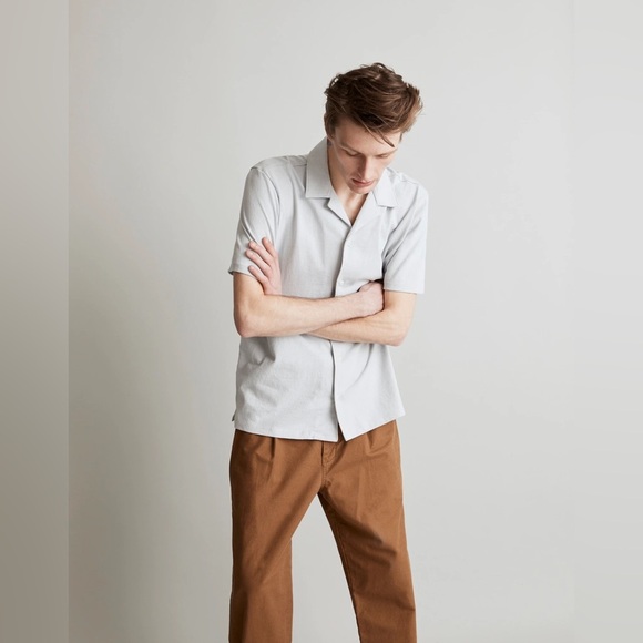 MADEWELL Knit Easy Short Sleeve Camp Shirt in Cool Fog - Picture 1 of 10